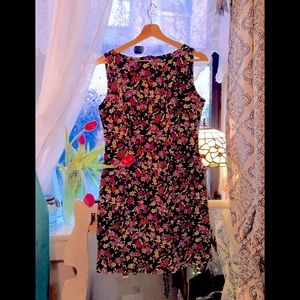 Floral on Black sleeveless mini dress by CDC